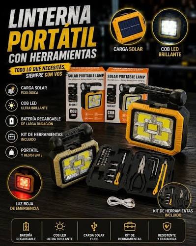 *NOVEDOSO* Lampara linterna solar led portátil + Kit de herramientas