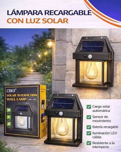 LAMPARA RECARGABLE CON LUZ SOLAR (80 UND X CAJA)