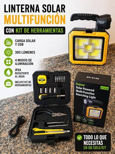 *NOVEDOSO* Lampara linterna solar led portátil + Kit de herramientas