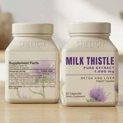 MILK THISTLE 1000mg x 60 Cápsulas, (Desintoxicante Hepático)