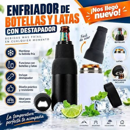 ENFRIADOR DE BOTELLAS Y LATAS CON DESTAPADOR