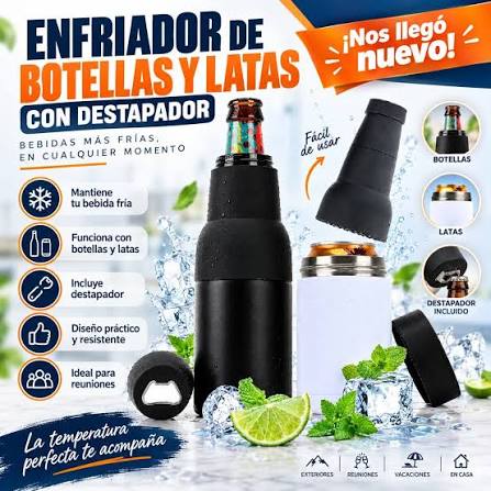 ENFRIADOR DE BOTELLAS Y LATAS CON DESTAPADOR